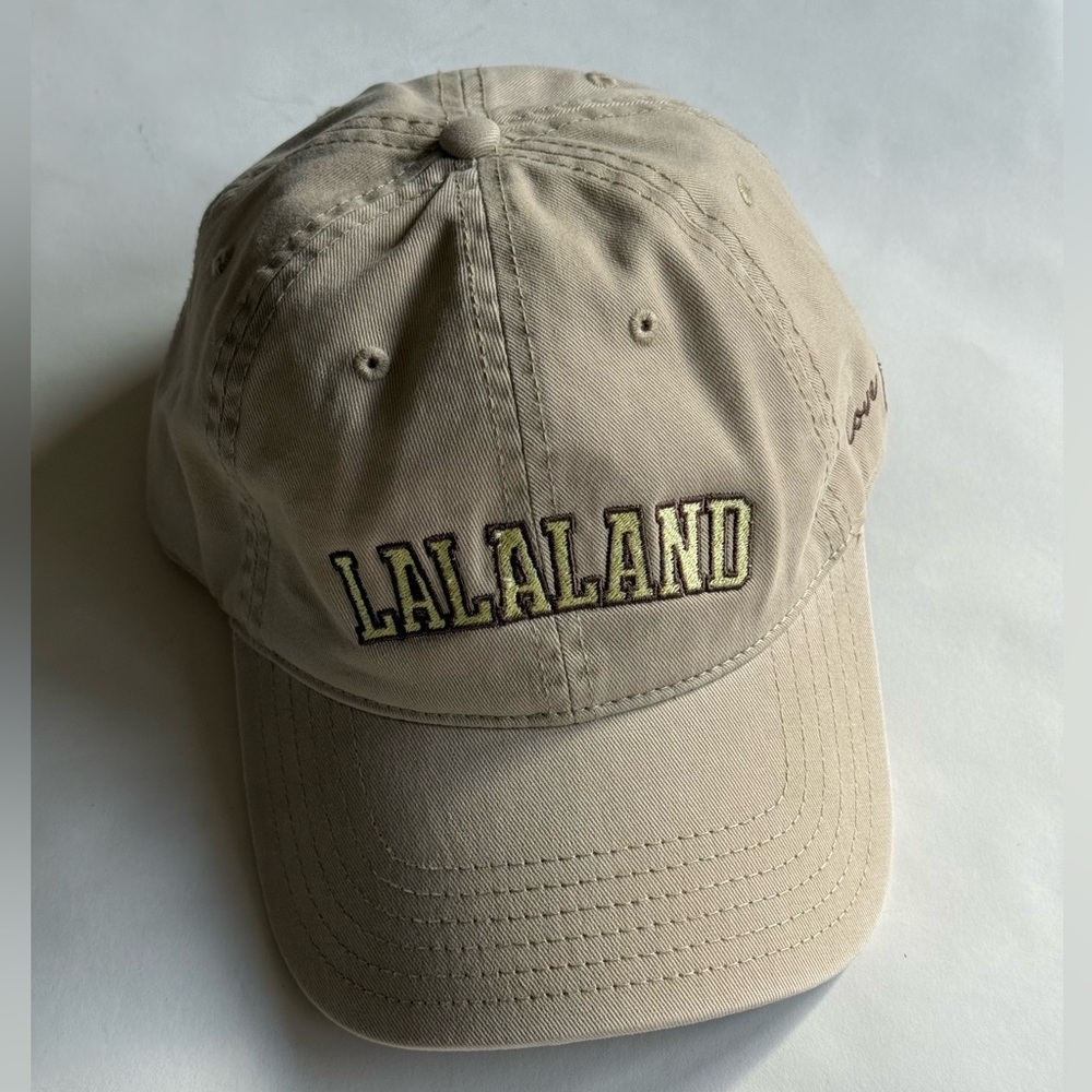 LaLa Land Cafe Tan Baseball Dad Varsity Hat size L/XL NWT!